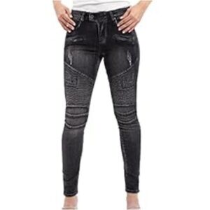 Black Biker Style Jeans